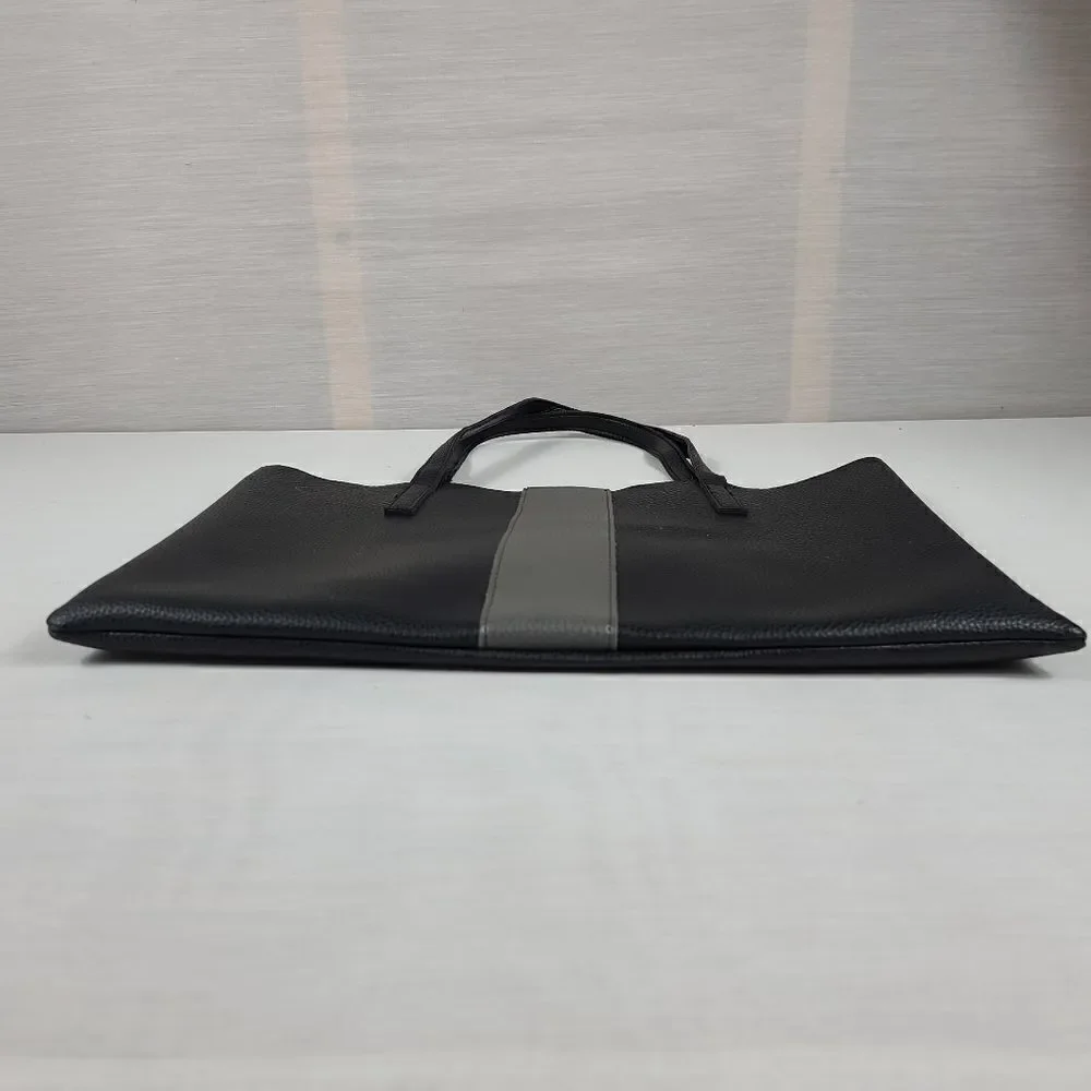 VINCE CAMUTO Black Gray Leather Tote